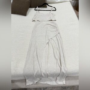 Elegant Strapless Cream Maxi Dress